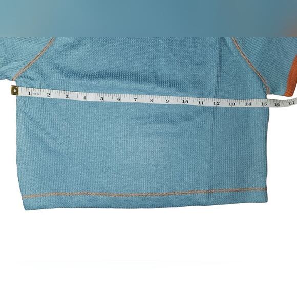 *5 for $25* Wild‎ Fable NWT Blue Orange Waffle Short Sleeve Crop Top Size Medium - Picture 5 of 6